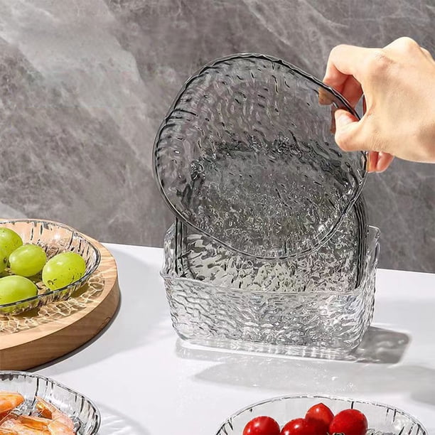 Aparatos de cocina, accesorios de cocina, utensilios de cocina, utensilios de cocina, platos de frutas para el hogar con diseño de glaciar, mesa de comedor, bandeja de basura, plato de plástico transp