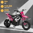 thumbnail image 2 of Ktaxon 24V 250W Dirt Bike, Electric Powered Motorcycle, up to 14 mph, Electric Ride on with Shock Absorption Suspension for 10+, Pink, 2 of 9