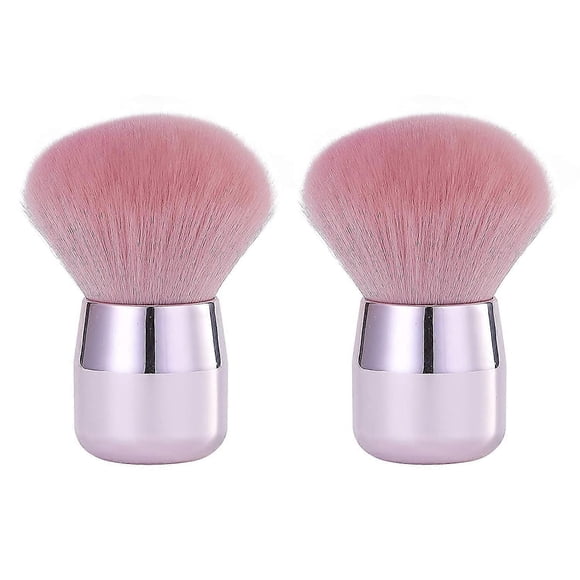 2 Pcs Pink Nail Dust Brush Soft Nail Art Dip Powder Brush Remover Nails Brush Cleaner Brushes Kabuki Brush for Acrylic Nails Gel and Makeup Powder Blu
