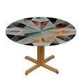 thumbnail image 3 of Nawypu Black Grey WhiteSmoke Fitable Fitted Round Table Cover with Elastic Grey Geometric Background Elastic Edge Waterproof Table Cover Table Cloth for Round Table  Tables, 3 of 7