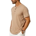 thumbnail image 3 of Lmueinov Men's Ribbed Henley Short Sleeve T Shirts, Casual Loose Fit Button Placket Solid Color Tops, Versatile Daily Wear Shirts S-3XL, 3 of 8