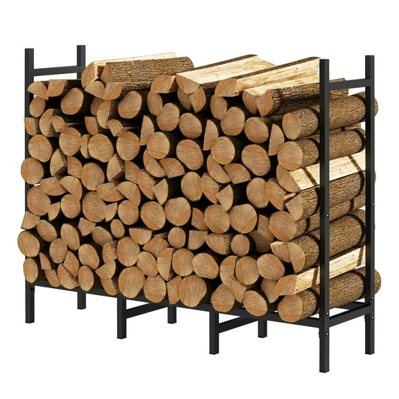 4ft Firewood Rack, Outdoor Heavy Duty Metal Rack, Adjustable Storage Rack