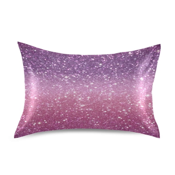 Satin Pillowcase Envelope Closure Pillow Cover Wrinkle-Resistant & Vibrant Print Pink and Purple Glitter Pattern