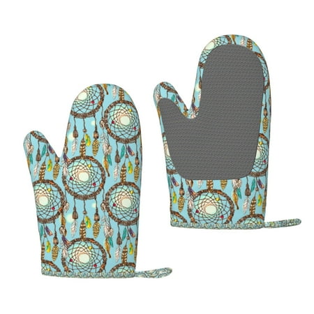 

Lafuoo Boho Dreamcatcher 1 Pattern Silicone Anti-Scalding Gloves Hanging Rope Gloves are Suitable for Kitchen Utensils for Kitchen Baking Cooking Outdoor Barbecue