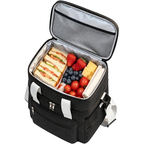 Insulated Lunch Bag for Men, Large Reusable Lunch Tote with Multiple Compartments and Shoulder Strap