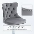 thumbnail image 3 of ODUSE-DAILY Gray Velvet Bar Stools Set of 2 - Adjustable Swivel Counter Height Chairs with Tufted Back and Nailhead Trim for Kitchen Island Pub Restaurant (2Pcs, Chrome Metal, Grey), 3 of 12