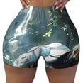 thumbnail image 2 of Naloa Turtle In Jungle Waterfall Biker Shorts for Women Seamless Scrunch Short Women’s Yoga Shorts for Gym Running Sport Shorts-X-Large, 2 of 8