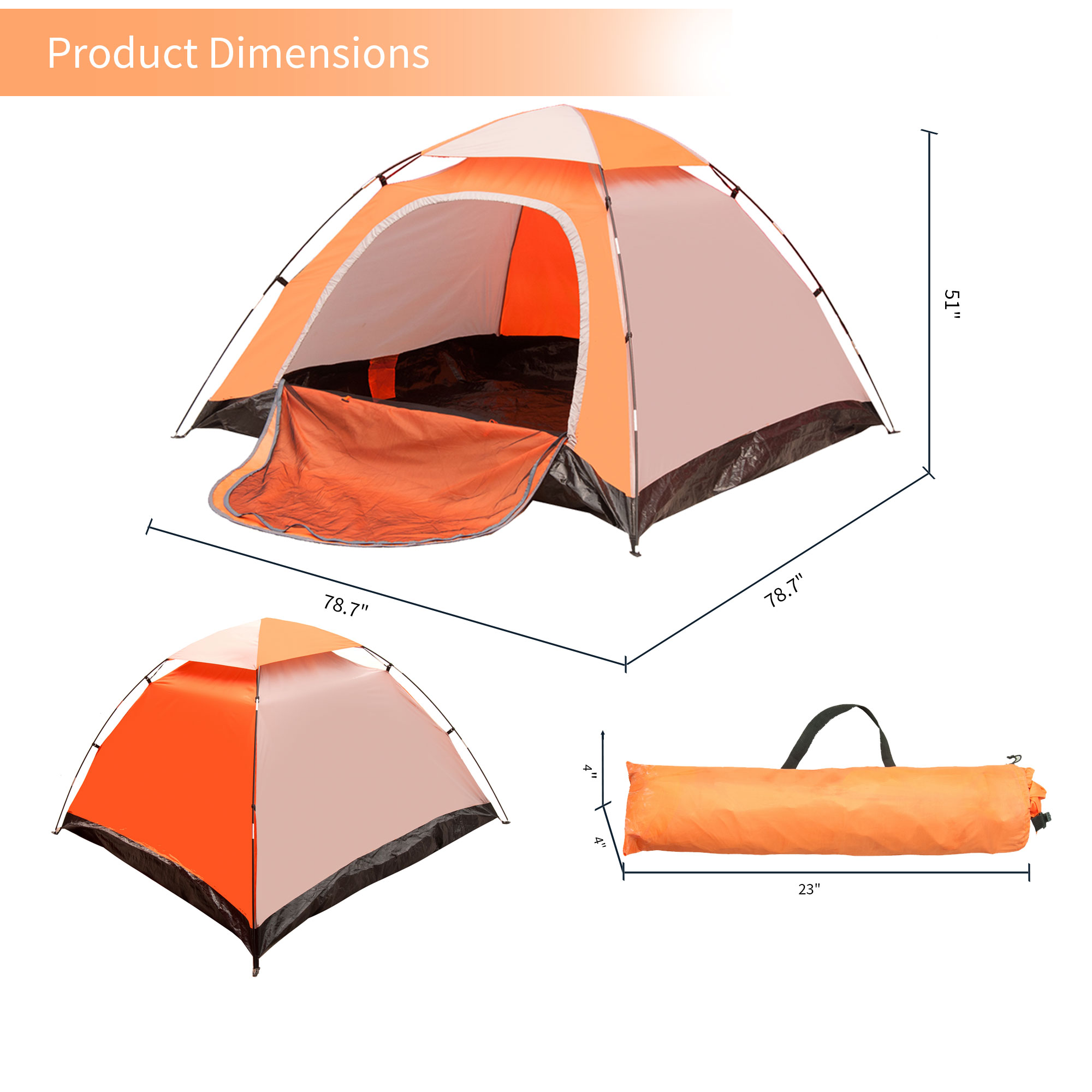 iCorer Waterproof Lightweight 2-3 Person Family Backpacking Camping Tent, 78.7" x 78.7" x 51" - image 2 of 8