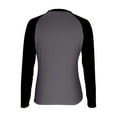 thumbnail image 3 of Womens Cropped Shirts Classic Colorblock Pullover Tops Raglan Long Sleeve Tee Fashion Tunic Ruched Shirt Crew Neck Workout Clothes 2025 Fall Outfits, 3 of 5