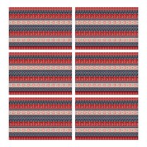 Red and Blue Christmas Knitted Pattern Summer Placemats Table Placemats Set Of 6-Linen Kitchen Washable Placemats Table Mats 11.8"x17.7" Non-Slip Heat Resistant