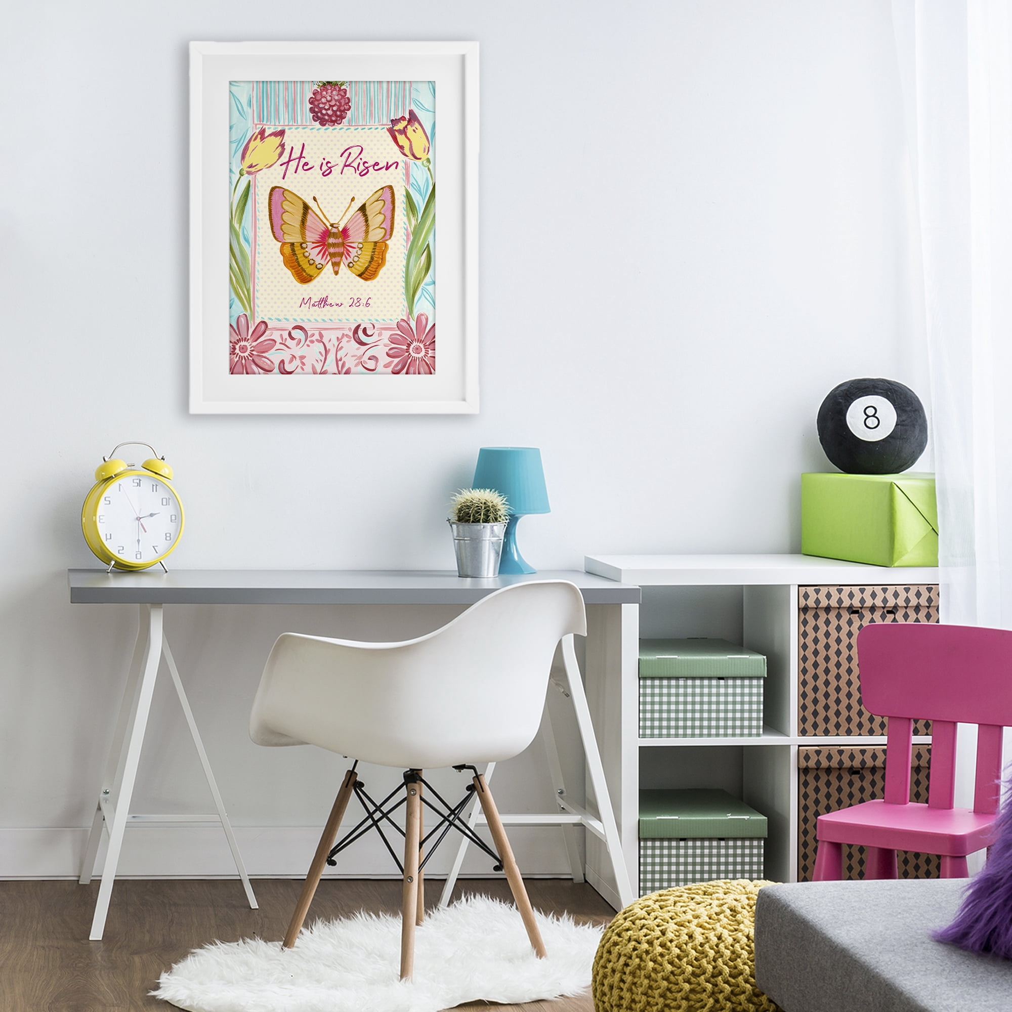 Stupell Industries He Is Risen with Butterfly White Framed Print Under Glass, design by Ani Del Sol