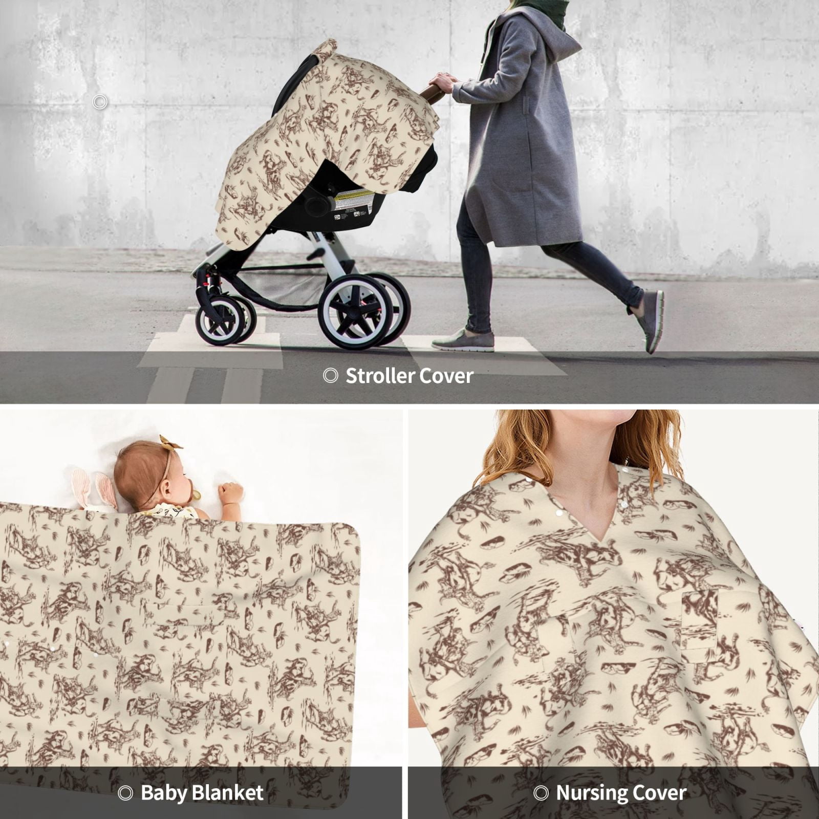 Car Seat Cover Baby - Cowboy Sitting On Cow Back Breathable Infant Car Seat Cover for Baby Carseat, Lightweight Comfort Baby Essentials Must Haves Newborn Stuff for Girl Boy
