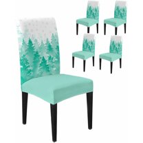 Chair Covers for Dining Room Set of 4,Christmas Pink Xmas Tree Forest Stretch Seat Protector Removable Washable Chairs Slipcovers for Kitchen Banquet Wedding Hotel,Golden Winter Snowflakes White