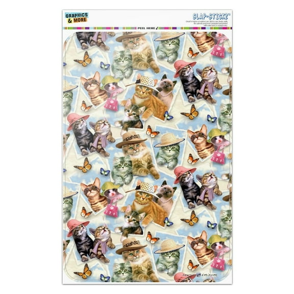 Framed Cats Kittens in Hats Butterflies Pattern Home Business Office Sign