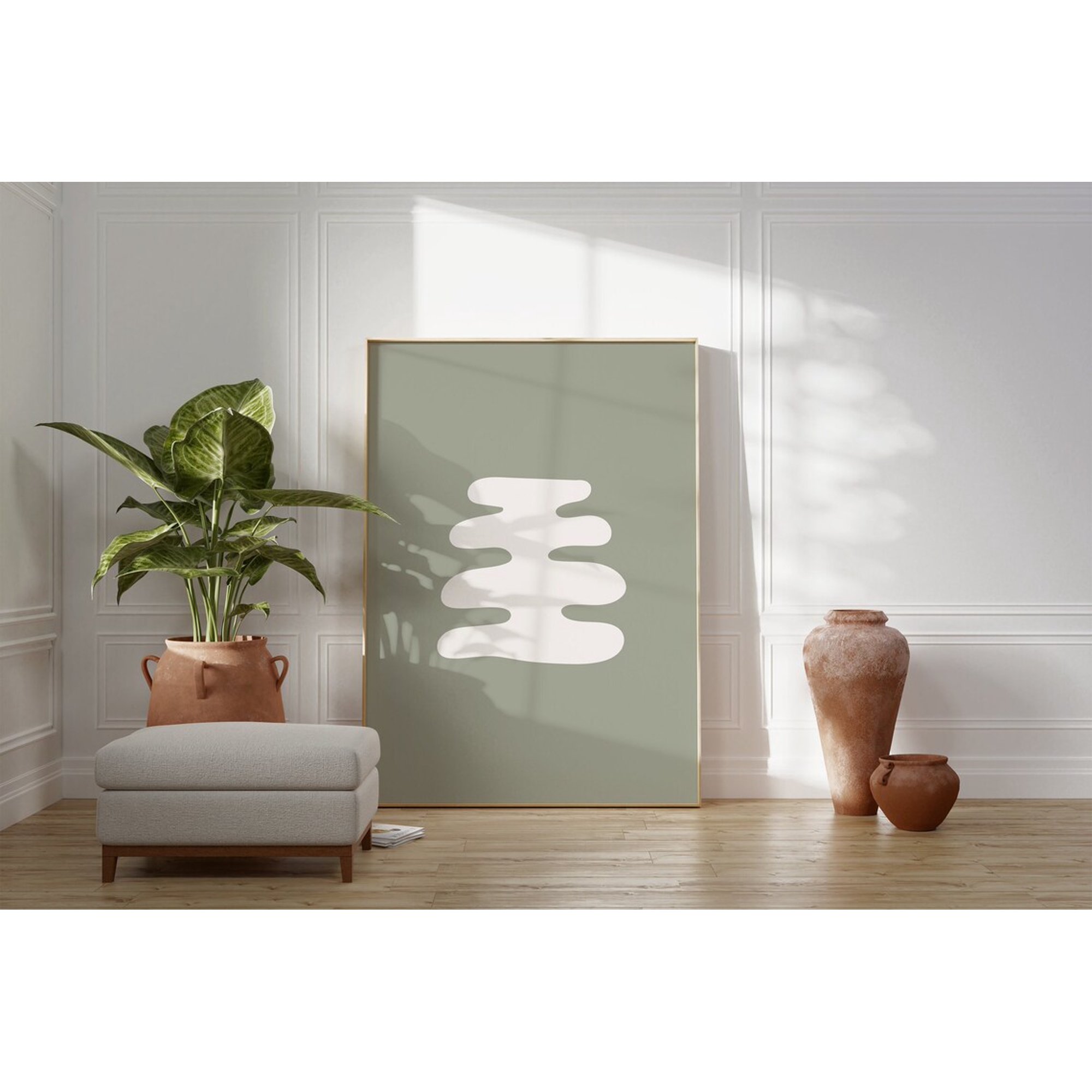 Sage Organic Wall Art Print Minimalist Living Room Decor