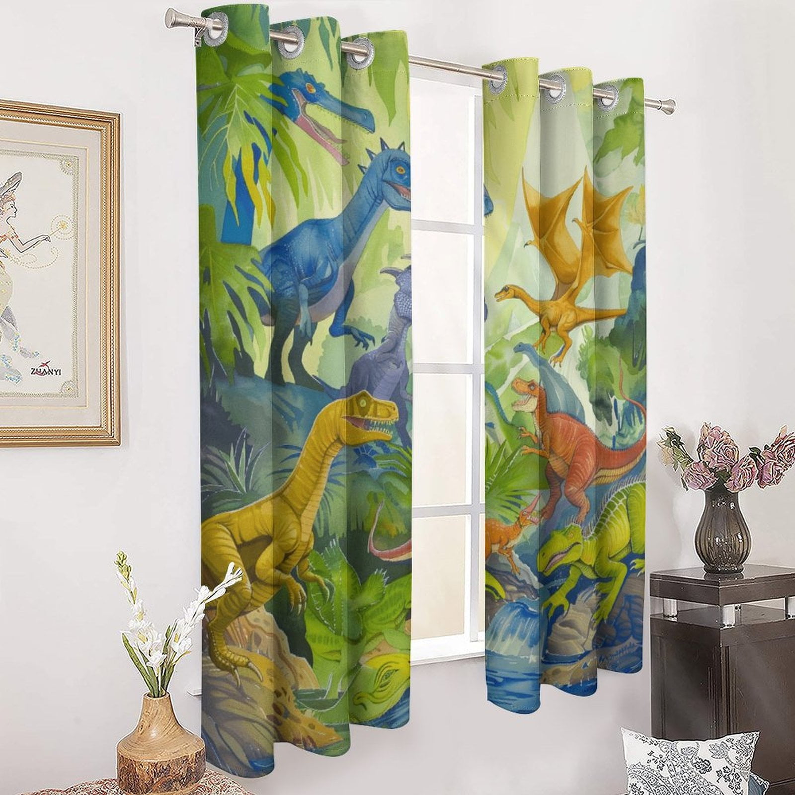 Jurassic Dinosaur Modern Window for Living Room Curtains for Child Bedroom Kitchen Decor Blinds Drapes