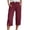 Wine, variant on Qiopertar Women's Casual 3/4 Length Drawstring Pants Summer Relaxed Solid Color Elastic Waist Pull-On Pants with Pockets and Slit Hem, Gray M