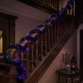 thumbnail image 6 of 6ft Black Pine Halloween Garland with 60 Lights, Artificial Norfolk Pine Wreath, Decorative Greenery Vine for Mantel, Stair, Door & Holiday Party Decoration, 6 of 8