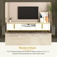 thumbnail image 3 of Tv Cabinet For 80-89" Tvs, White And Golden, Versatile Storage Compartments Stand With Golden Legs, Up To 85" Functional Cabinets, 3 of 6