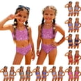 thumbnail image 2 of CCRFTGI Girls Swimsuit Size 10-12 2 Piece Set Swim Vacation Bikini Set Beach Vacation Bathing Suits Summer Cute Sequin Print Girls Clothes Tankini Swimsuits Swimwear Purple Pink 5-6 Years, 2 of 9