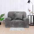 thumbnail image 2 of PiccoCasa 1 Seater Sofa Slipcovers Stretch Couch Covers with Grid Print, Brown, 2 of 6