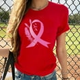 thumbnail image 2 of Sexlip Breast Cancer Shirts for Women Pink Ribbon Shirt Cancer Awareness T-Shirt Crew Neck Casual Short Sleeve Tops Tees Red S, 2 of 4
