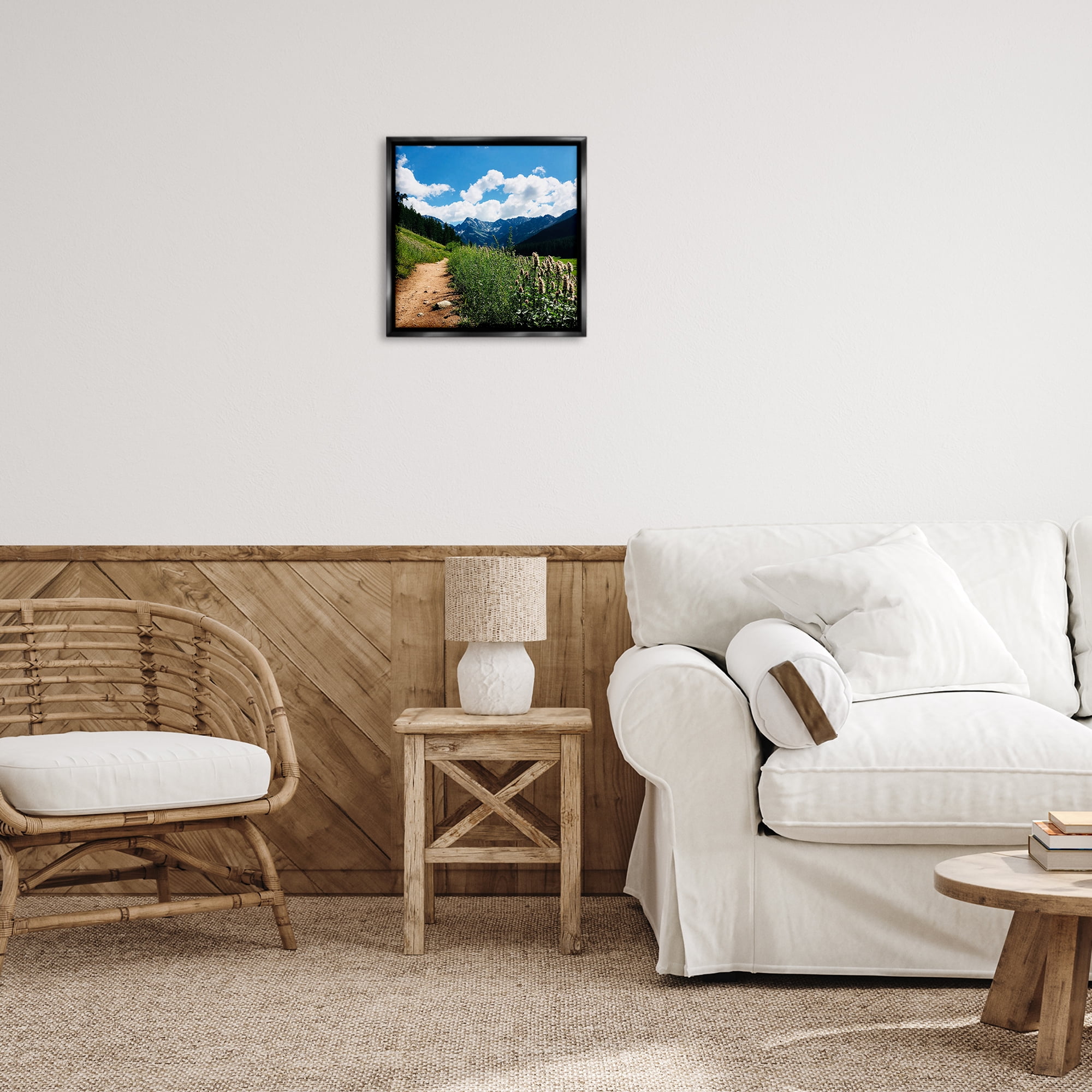 Stupell Industries Lovely Path with Clouds Landscape & Nature Photography Black Floater Framed Canvas Art Print Wall Art, 18 x 18