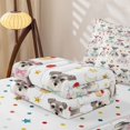 thumbnail image 5 of Manfei Bowknot Schnauzer Zipper Queen Comforter Set with Fitted Sheet and 2 Pillowcases, Strawberry Cupcake Zipper Bedding Set, Pastel Blue Pink, Polkadot Reversible, 4 Pieces, 5 of 7
