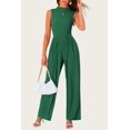 thumbnail image 4 of PRETTYGARDEN Womens Summer Jumpsuits Dressy Casual One Piece Outfits Sleeveless Mock Neck Wide Leg Pants Rompers with Pockets, 4 of 8