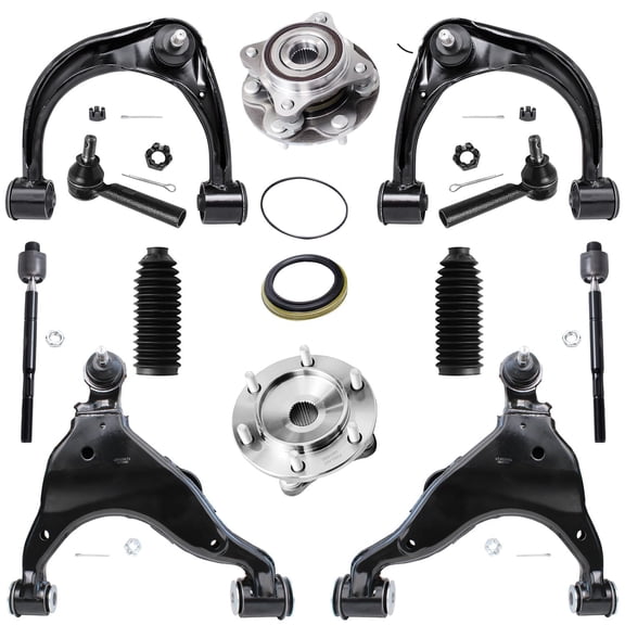 Detroit Axle - 12pc Front End Control Arms Kit for 2003-2009 Lexus GX470 Toyota 4Runner, 2007-2009 FJ Cruiser, Upper & Lower Control Arms Tie Rods Wheel Bearing Hubs Boots Replacement