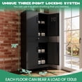 thumbnail image 2 of IKIMI 75" H Rolling Metal Garage Storage Cabinet with Wheels, Pegboard and Drawer, Black, 2 of 7