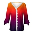thumbnail image 4 of Dyegold Blouses For Women Dressy Casual 3/4 Flare Sleeve Lace Trim V Neck Floral Print Vintage Tunic Tops Loose Fit Shirts, 4 of 5