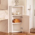 thumbnail image 3 of S-HOME Versatile Freestanding Floor Corner Cabinet with Rattan Barn Doors and Adjustable Shelf Organizer for Bathroom or Kitchen, White, 3 of 8