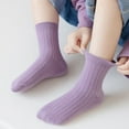 thumbnail image 5 of 5 Pairs Unisex Toddler Kids Crew Socks Casual Cotton Solid Vertical Stripe Sock for Boy Girls 1-12Y, 5 of 9