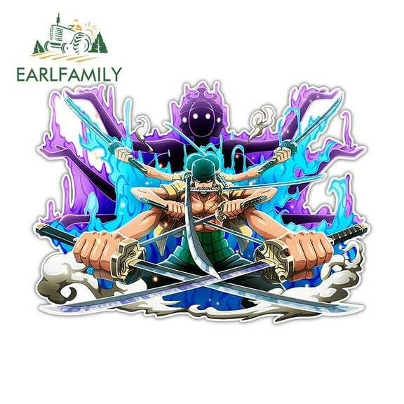 EARLFAMILY 5.1 in Zoro Car Sticker Amusing Personality Scratch-Proof Truck Trolley Helmet Decal Waterproof Anime Vinyl Car Wrap