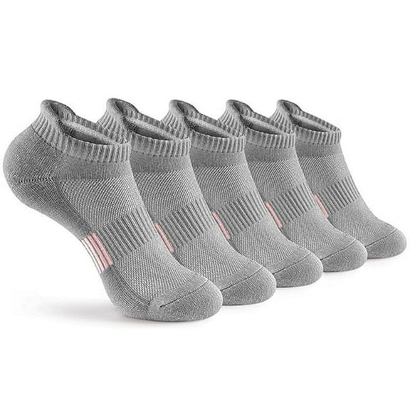 Nvzi-c 5 pairs of Men's No Show Socks Non-Slip Silicon Grip Moisture Wicking Low Cut Invisible Casual Socks，Grey