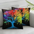 thumbnail image 2 of Shangniulu Abstract Tree Art Pillow Covers - Decorative Colorful Butterflies Pillow Covers 2 PCS Nature Forest Throw Pillow Covers Black Pillow Protectors for Home Bedroom Decor, 2 of 6