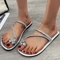 thumbnail image 4 of Xfvqtps Womens Slide Sandals Flat Toe Ring Rhinestone Straps Soft Sole Non Slip Casual Beach Sandals Silver, 4 of 7