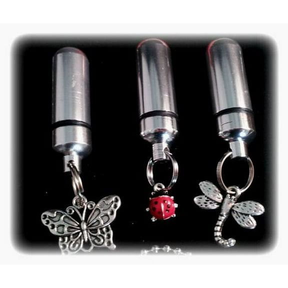 Nature Trio - Cremation Urn Keepsakes with Engravings- Includes 3 Velvet Pouches, Ball-Chains & Fill Kit