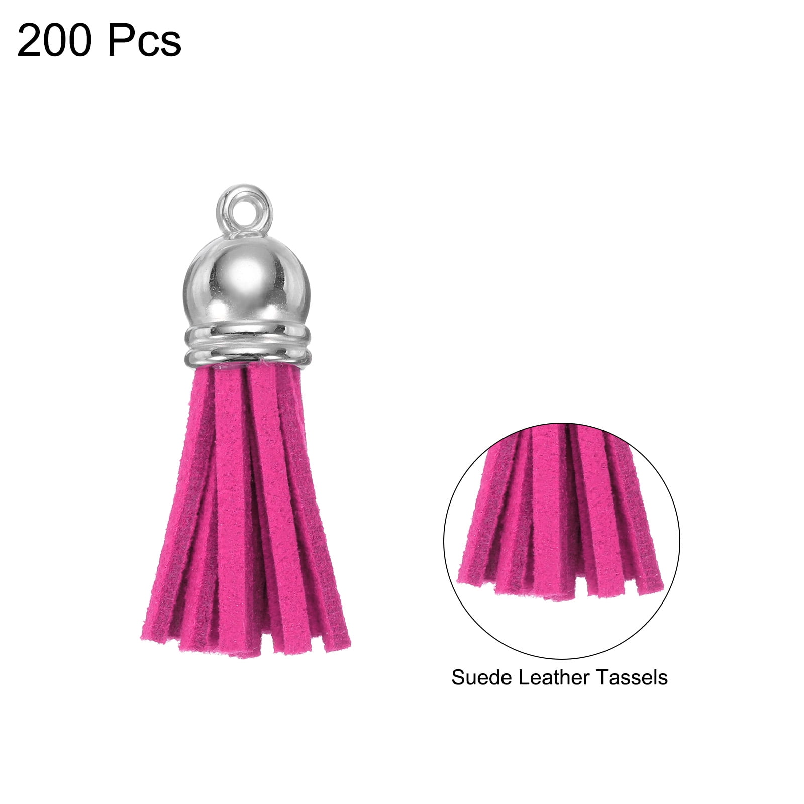 Unique Bargains Keychain Tassels Bulk Leather Tassels Rose Red