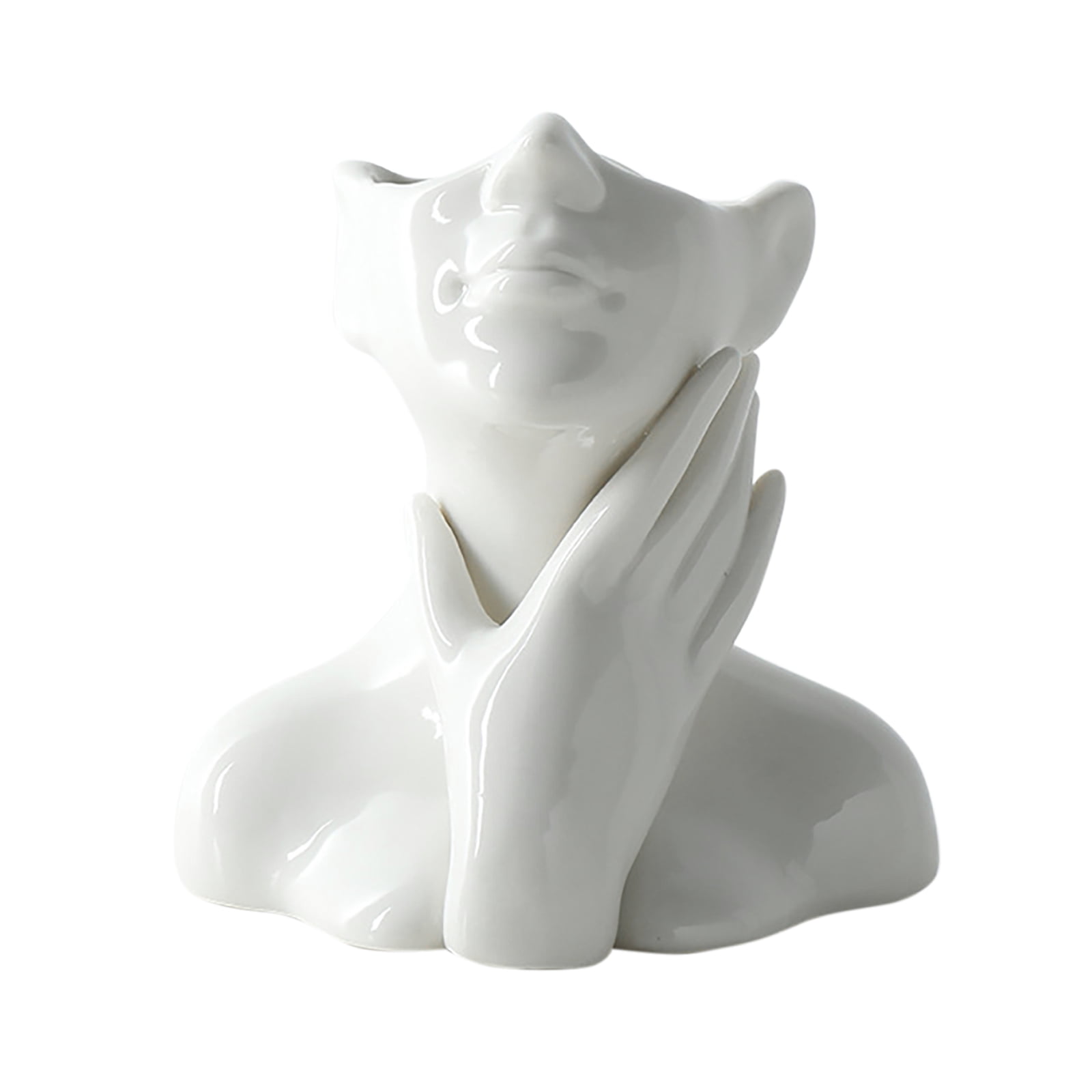 HZEWLS White Ceramic Face Vase, Female Form Head Half Body Bust Vases