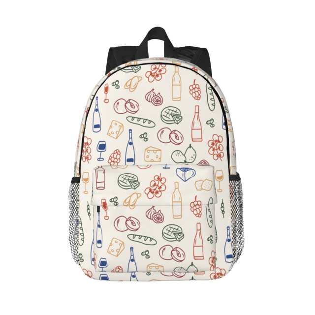 Easygdp Doodle Wine Mochila Ligera de 15 Pulgadas para Estudiantes, Mochila Cómoda para la Escuela y Viajes, Correas Ajustables