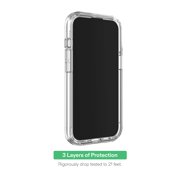 onn Rugged Phone Case with Holster for iPhone 17e / iPhone 16e / iPhone 15 / iPhone 14 / iPhone 13 - Clear