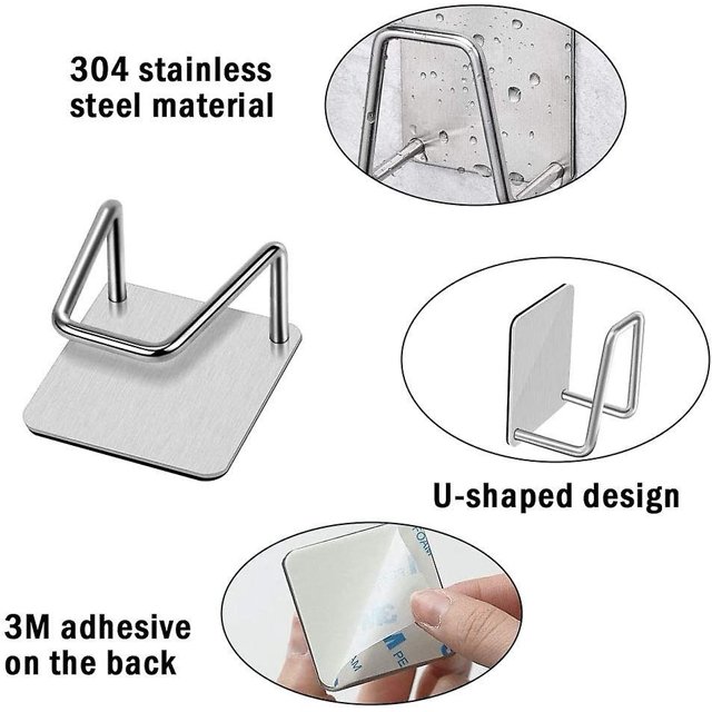 Soporte para fregadero de esponja de 4 piezas, soporte de esponja de cocina, soporte de esponja adhesiva, gancho para fregadero de esponja, sin perforación, soporte de esponja impermeable de acero ino Afortunado Sencillez