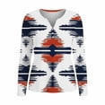 thumbnail image 4 of Long Sleeve Henley Top for Women Geometric Ethnic Graphic Print Notch V Neck Slim Fit Soft Breathable Casual Daily Outerwear Western Style Clothes, 4 of 5