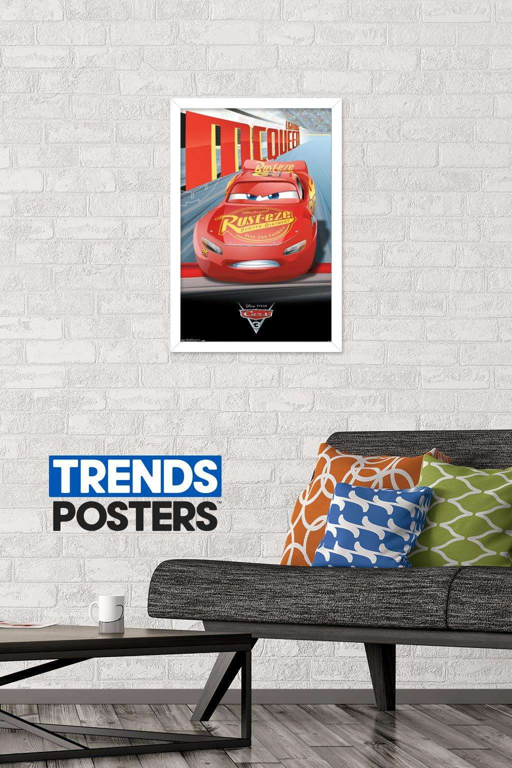 Disney Pixar Cars 3 - Lightning Wall Poster, 14.725" x 22.375", Framed