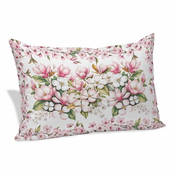 Spring Floral Pillow Protectors with Zipper Standard Size, Retro Pink Orchid Flowers Leaves Botanical Soft Brushed Microfiber Breathable Throw Pillow Covers, Pillowcase for Couch Sofa Bedroom 20"x26"