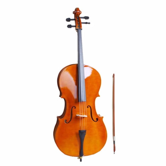 4/4 Linden Wood Cello with Bag, Bow, Rosin & Bridge, Natural Finish Student Cello for Beginners