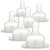 Dr. Brown's Natural Flow Wide-Neck Baby Bottle Nipple - Level 1, Slow Flow - 6-Pack - 0m+