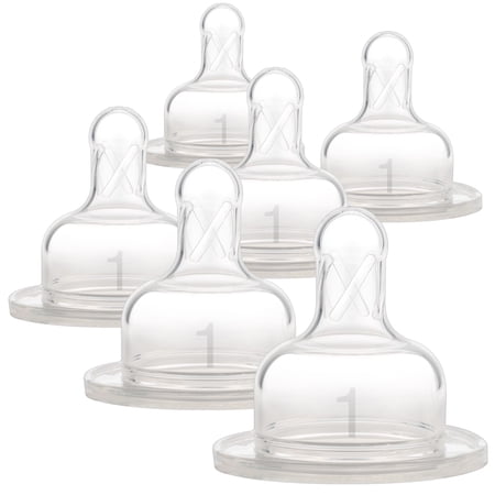 Dr. Brown's Natural Flow Wide-Neck Baby Bottle Nipple - Level 1, Slow Flow - 6-Pack - 0m+